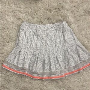 Lucky in Love Gray and Orange Women's pleated tennis/pickelball skirt